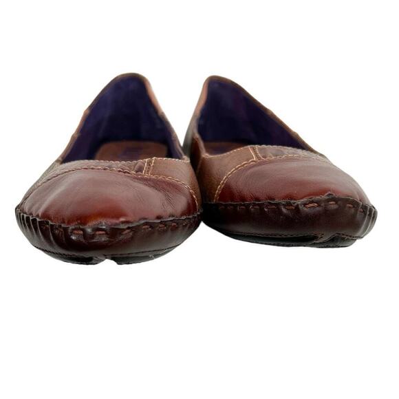CLARKS Leather Patchwork Ballet Flats in Browns Women's Size 9 - Picture 6 of 12